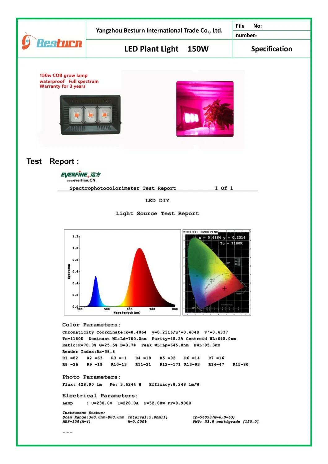 Luz de Cultivo LED 150W