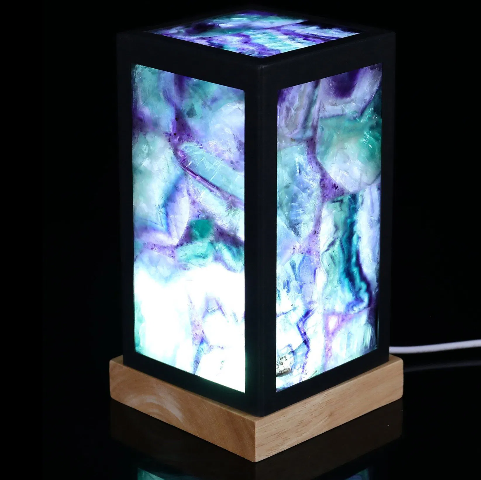 Luminária Noturna de Cristal Estilo Moderno Presente Criativo para Quarto Lâmpada Decorativa de Mesa em Fluorita Verde