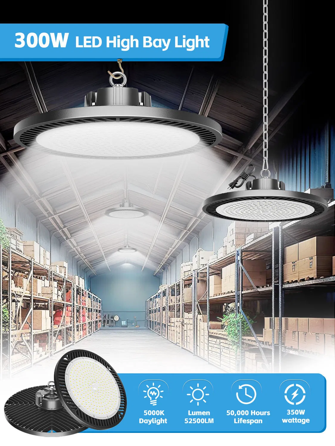 Luzes LED de Alta Baía UFO Brilhantes para Espaços Comerciais