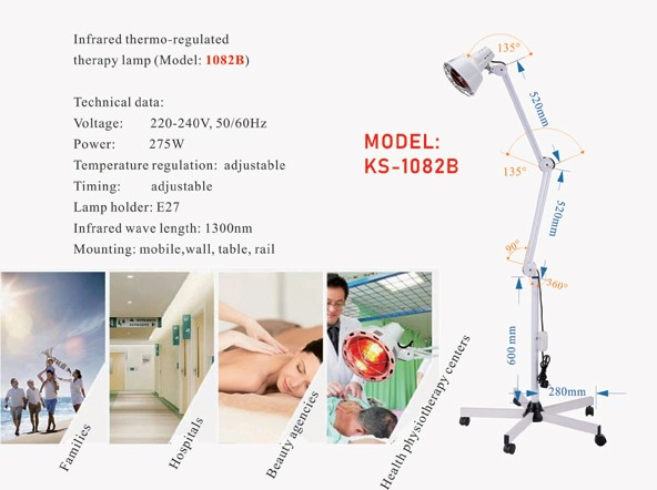 275W Suporte Móvel Ks-1082b Lâmpada de Terapia Física Infravermelha Tdp Fisioterapia