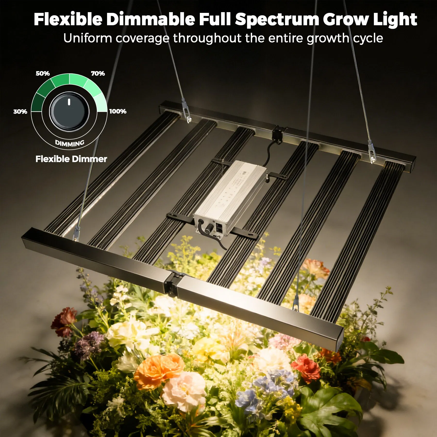 Luz de Cultivo LED de Espectro Completo Samsung Lm301h Evo 1000W Dobrável para Sistema de Cultivo Hidropônico