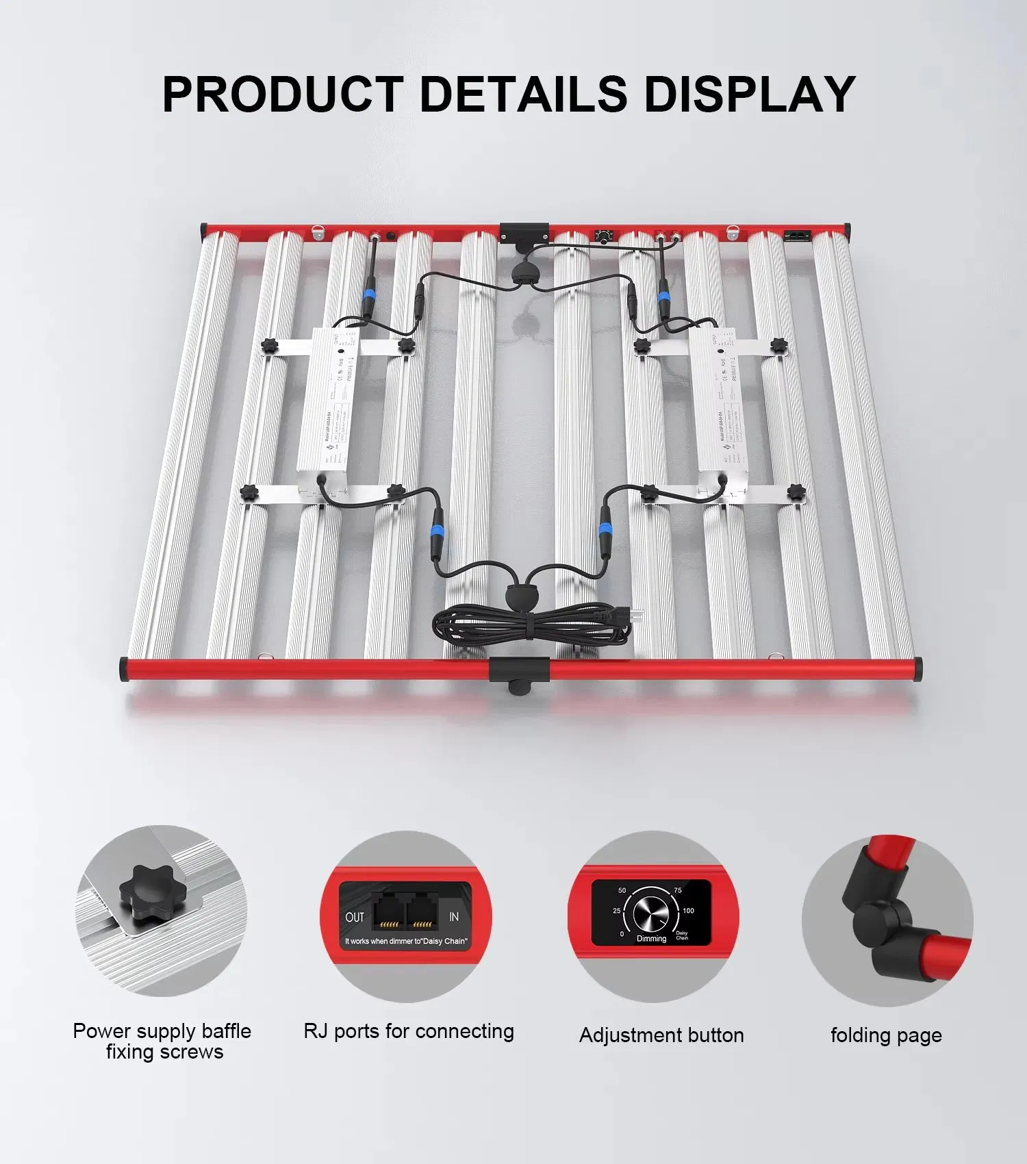 Barra de Luz de Cultivo LED de Espectro Completo para Agricultura Vertical Interna Comercial Dobrável