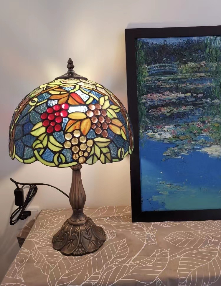 Decoração de Vidro Manchado de Cobre Antigo Lâmpada Tiffany Uva