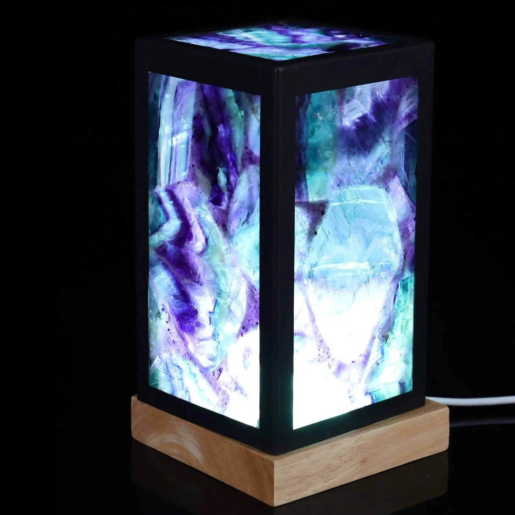 Luminária Noturna de Cristal Estilo Moderno Presente Criativo para Quarto Lâmpada Decorativa de Mesa em Fluorita Verde