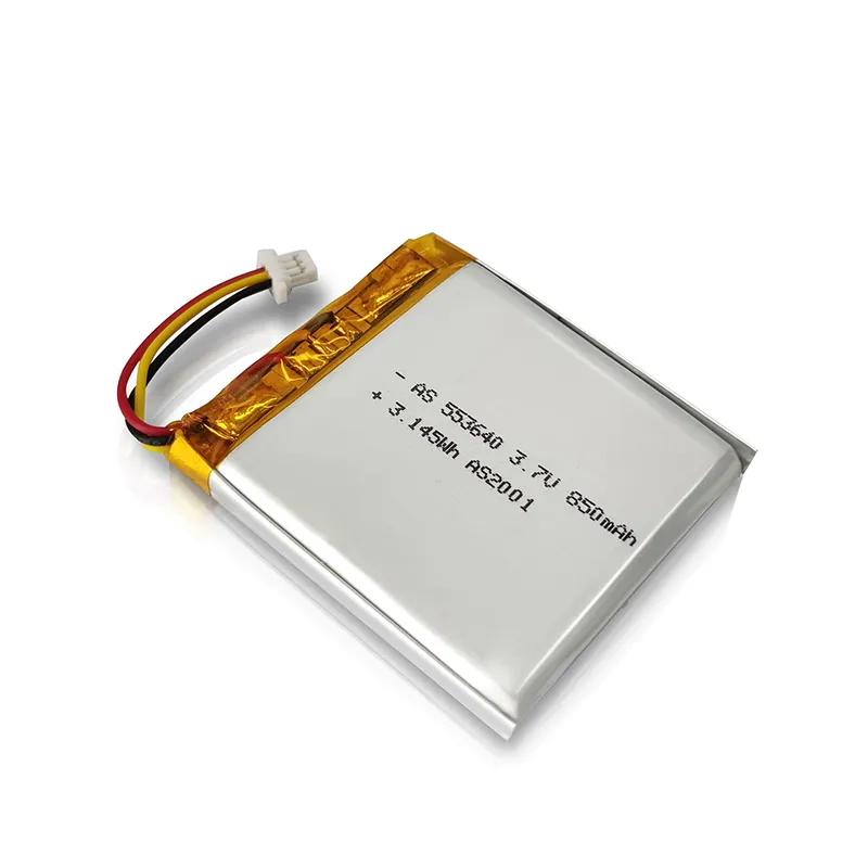 بطارية ليثيوم بوليمر قابلة لإعادة الشحن 553640 3.7V 850mAh مع UL1642/UL2054/CB (17) /CCC/Kc/Un38.3/Wercs/CE