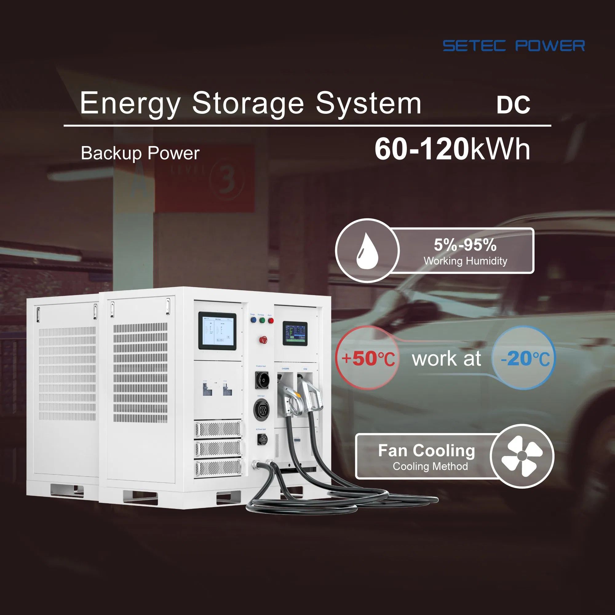 60kWh/120kWh نظام تخزين الطاقة الصناعية تخزين الطاقة الشمسية المتنقل LiFePO4 بطارية ليثيوم أيون LFP