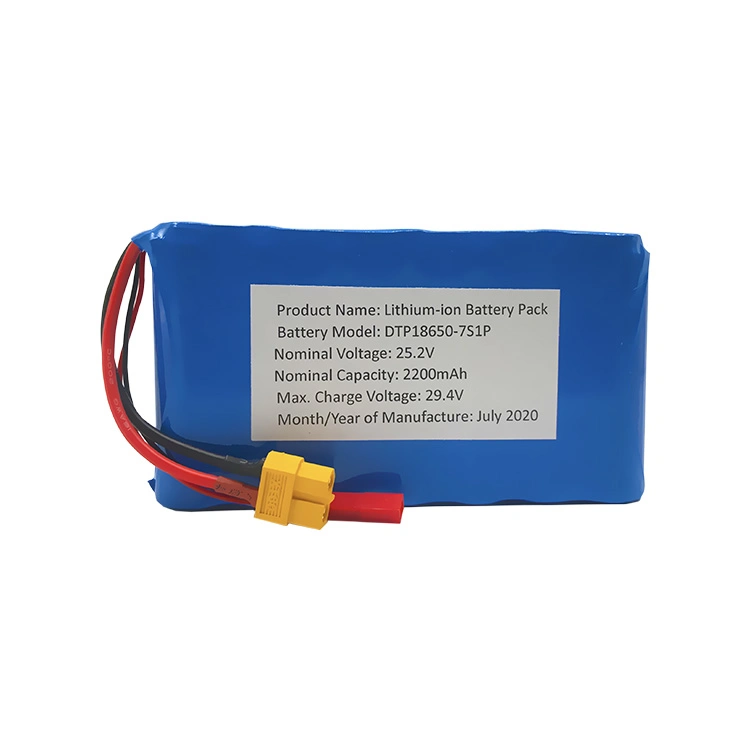 تخصيص مصنع قابل لإعادة الشحن 7s1p 18650 حزمة أيون الليثيوم 7.4V 2200mAh حزمة بطارية أيون الليثيوم