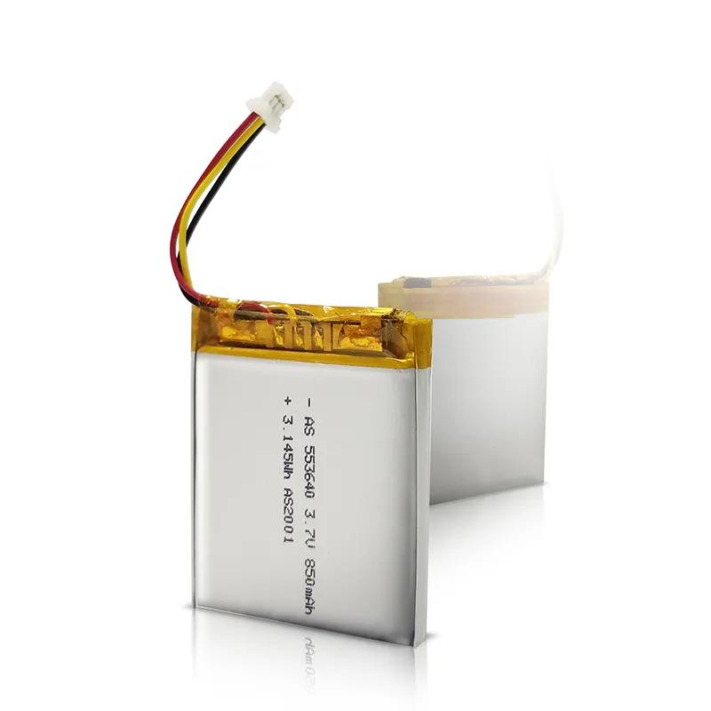 بطارية ليثيوم بوليمر قابلة لإعادة الشحن 553640 3.7V 850mAh مع UL1642/UL2054/CB (17) /CCC/Kc/Un38.3/Wercs/CE
