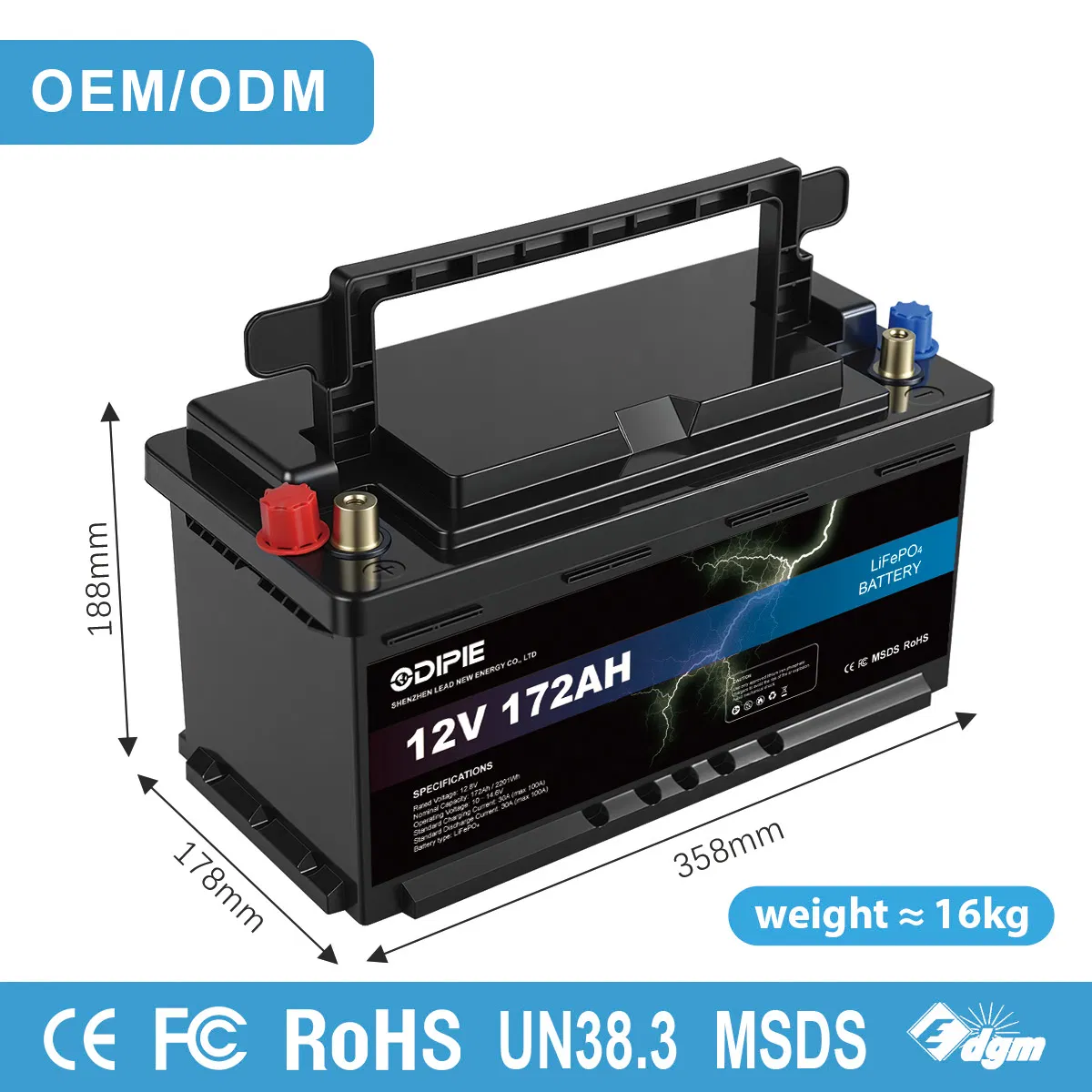 دين 8 12.8V 172ah LiFePO4 بطارية ليثيوم أيون 12V 170ah 175ah للمركبات الترفيهية إيفينيتي فيات مرسيدس بنز فولكس فاجن دوكاتو منزل متنقل بطارية تحت المقعد