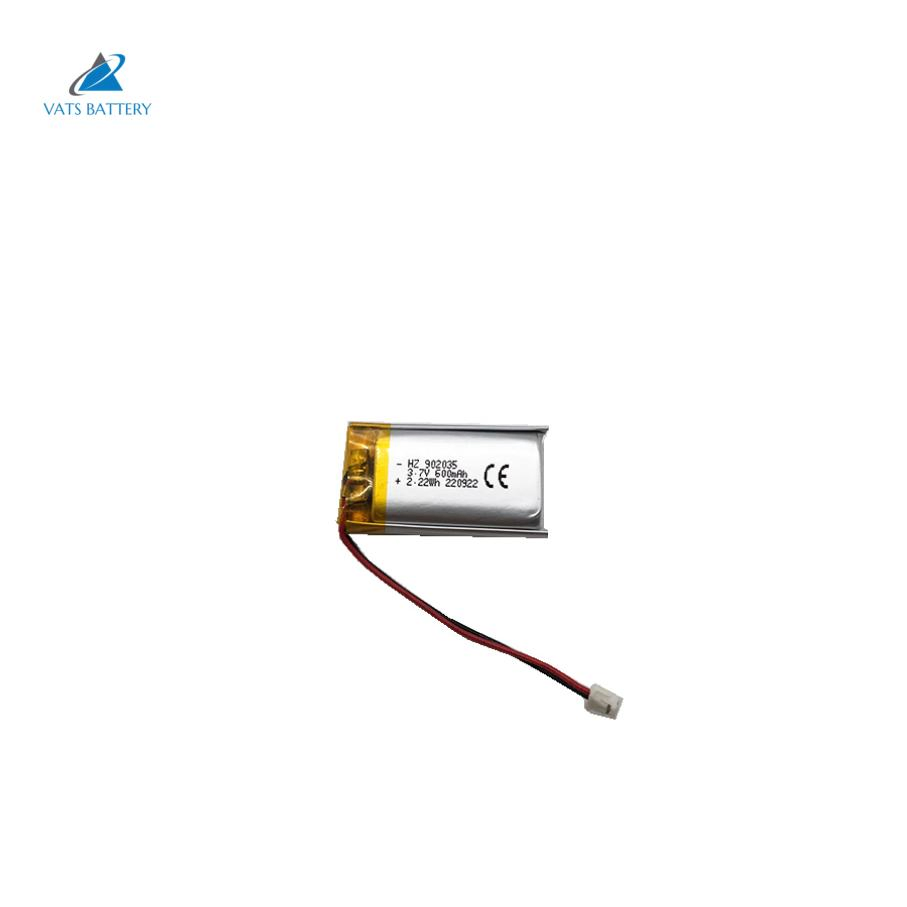 بطارية ليثيوم بوليمر قابلة لإعادة الشحن صغيرة عالية الجودة بالجملة 902035 3.7V 600mAh CE