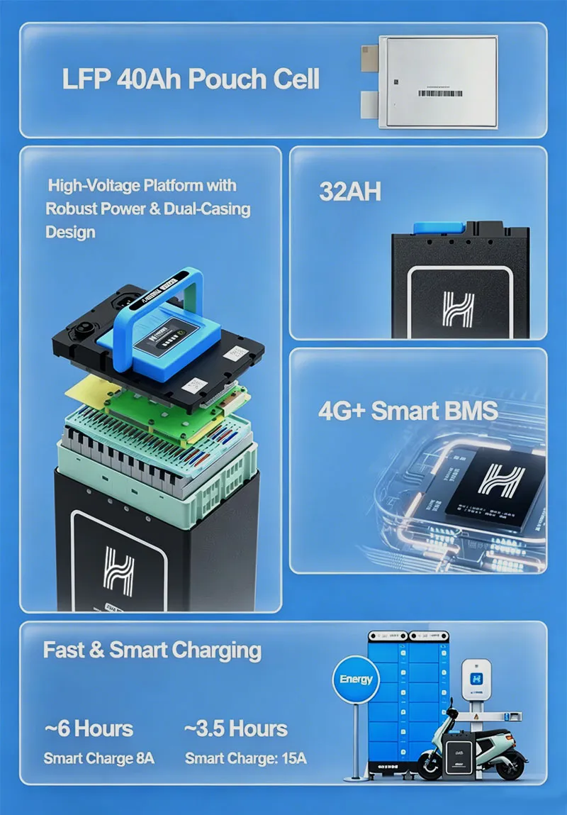 محطة تبديل بطاريات الليثيوم أيون للدراجات النارية الكهربائية والسكوترات 72V 40ah