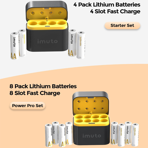 منتج أمازون الأكثر مبيعًا بطارية AA قابلة لإعادة الشحن بسعة عالية 1.5V 3600mwh, 8 مع شاحن سريع، بطارية أيون ليثيوم AA عالية القوة
