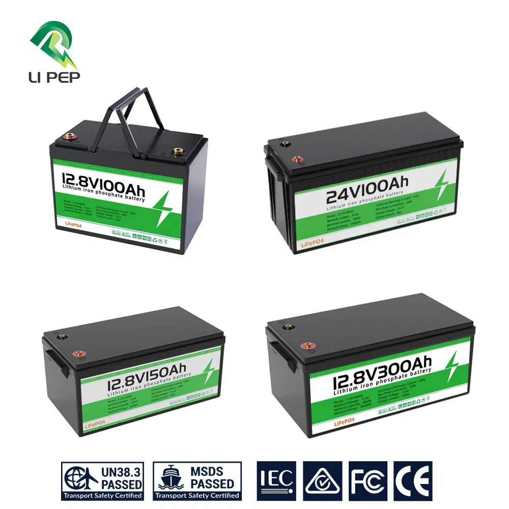 بطاريات شمسية قابلة لإعادة الشحن دورة عميقة 12V/24V/48V 100/200ah بديل محمول لحمض الرصاص LiFePO4 حزمة خلايا تخزين شمسية ليثيوم بطارية ليثيوم أيون شمسية
