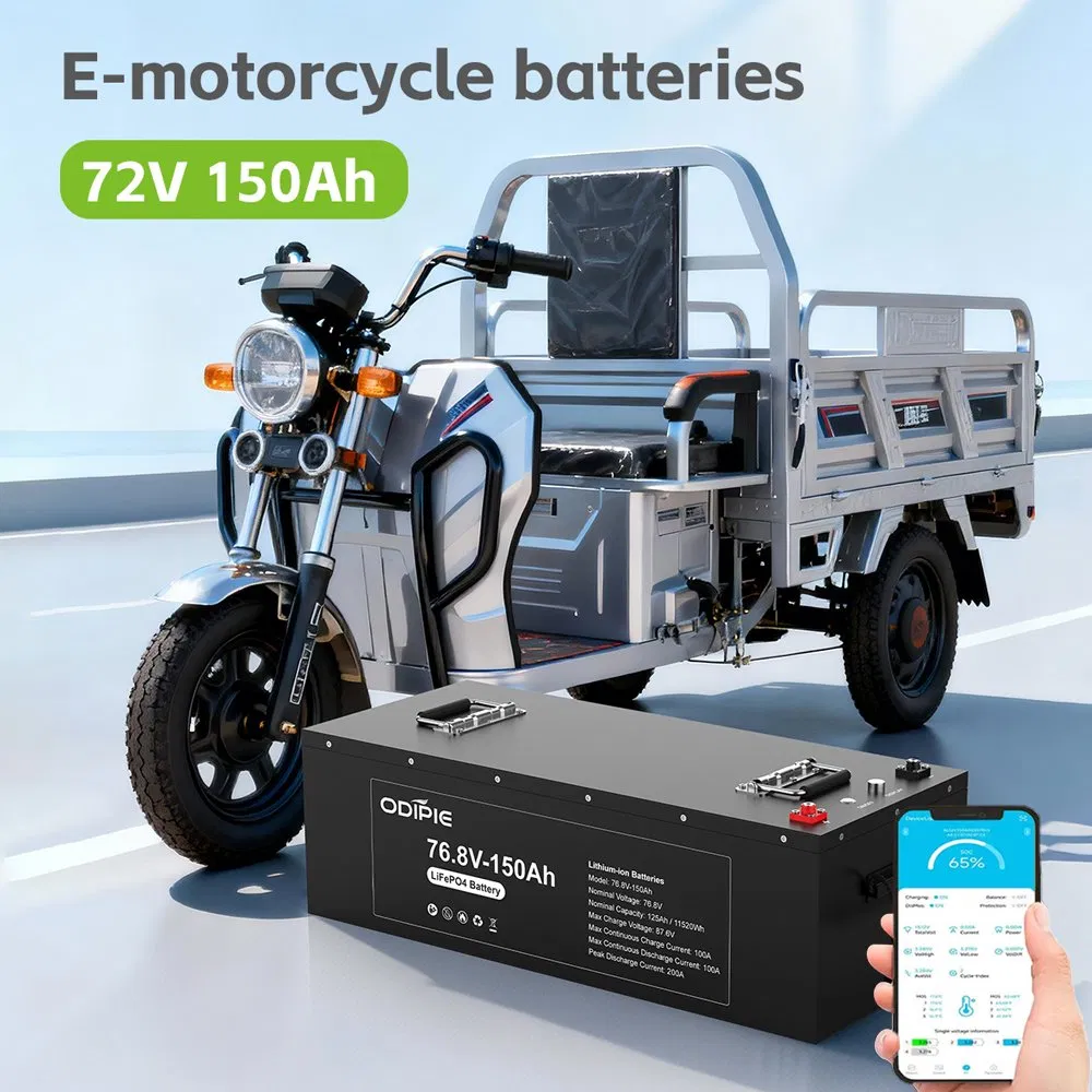 مخصص 60V 64V 72V 76.8V 30ah 100ah 125ah 150ah دورة عميقة LFP LiFePO4 بطارية دراجة نارية كهربائية ثلاثية العجلات مصنع الصين OEM ODM