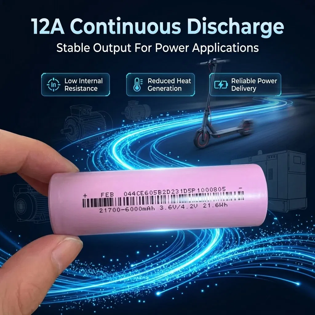 21700 6000mAh 3.6V 21.6wh بطارية ليثيوم عالية السعة ذات السطح المسطح