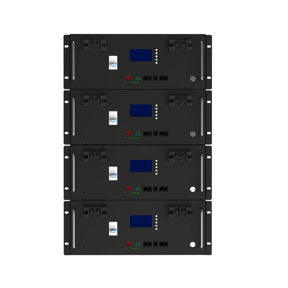 48V 51.2V 100ah 200ah خزانة بطارية ليثيوم أيون ذات سعة عالية مثبتة على الرف LiFePO4 لنظام الطاقة الشمسية