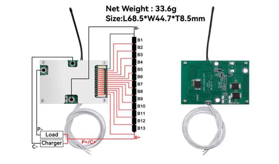 تصنيع نظام إدارة البطارية الذكي PCB لنظام إدارة البطارية ليثيوم أيون LiFePO4 BMS 13s لحزم البطاريات الليثيوم