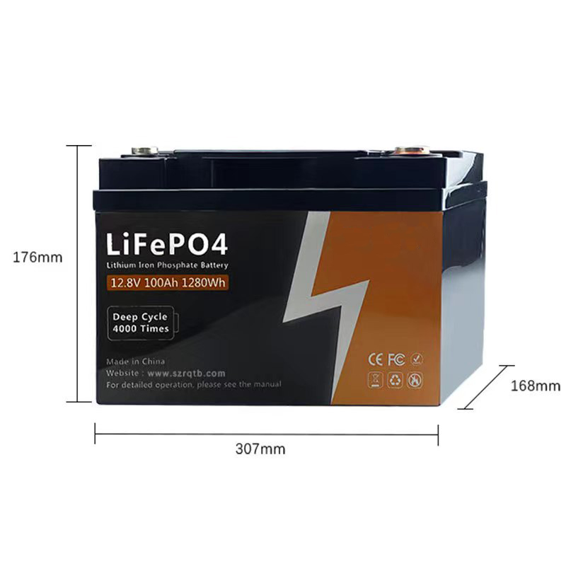 LiFePO4 51.2 ف LiFePO4 بطارية ليثيوم 12V 100ah LiFePO4 لتخزين الطاقة الشمسية/عربة منزلية/عربة جولف/يخت/عربة ترفيهية/ضوء LED