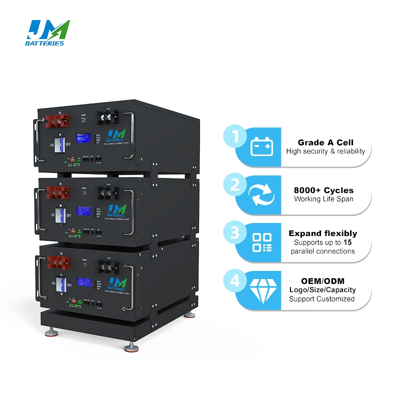 بطارية أيون الليثيوم 51.2V 48V 200ah 10kwh مع نظام تخزين الطاقة المنزلية لنظام الطاقة الشمسية خارج الشبكة