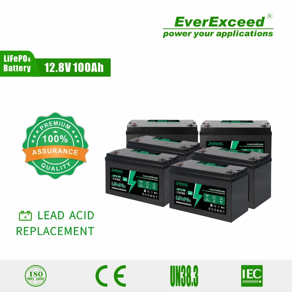 بطارية ليثيوم قابلة للشحن بالطاقة الشمسية 12V 100ah بطارية دورة عميقة LiFePO4 حزمة بطارية لاستبدال بطارية الرصاص الحمضية