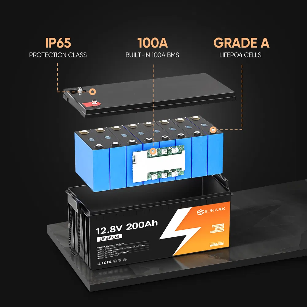 بطارية ليثيوم دائرية عميقة من سونارك 100AMP 24 فولت 24V 100ah LiFePO4 حزمة بطارية