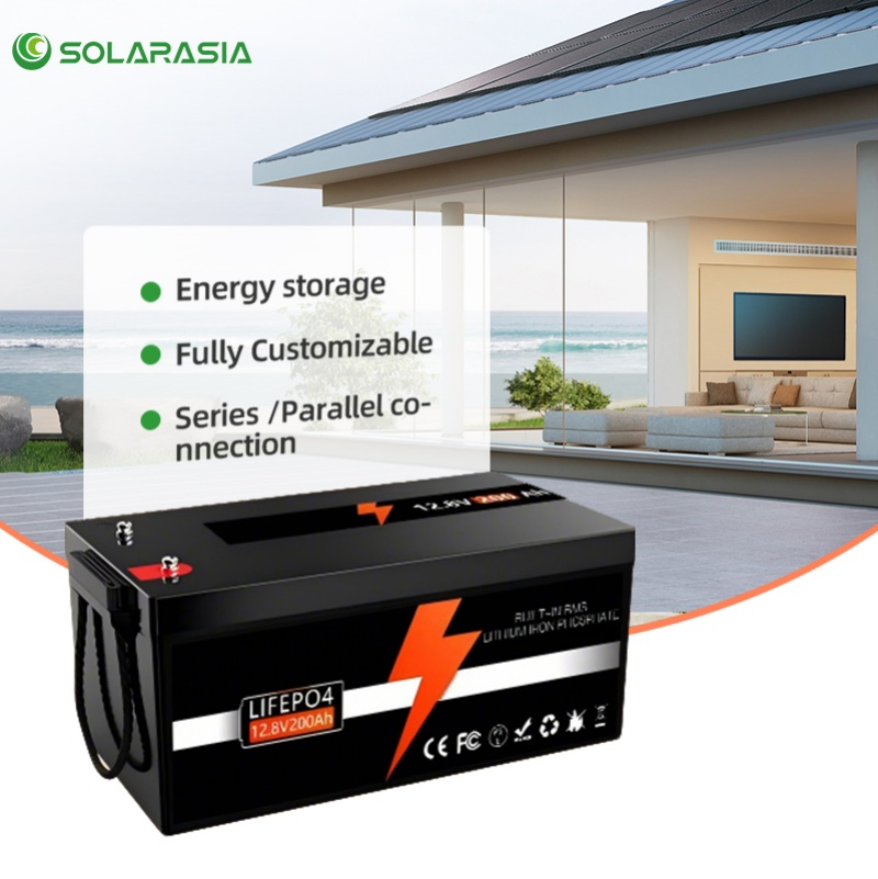 بطارية ليثيوم أيون 12.8V 100ah 200ah 300ah بطارية ليثيوم قابلة للشحن للطاقة الشمسية لنظام احتياطي للطاقة الشمسية للمركبات البحرية والاتصالات