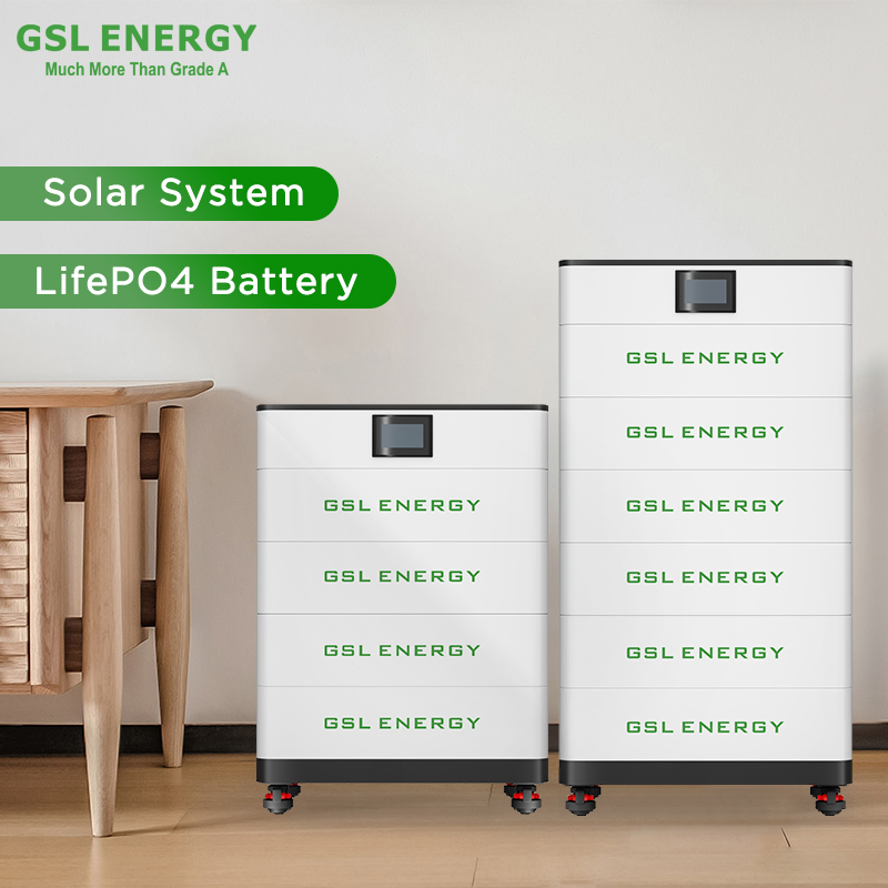 نظام تخزين الطاقة الشمسية المتكامل القابل للتكديس من بطاريات أيون الليثيوم عالية الجهد Gsl Energy للاستخدام المنزلي 51.2V 10kwh LiFePO4