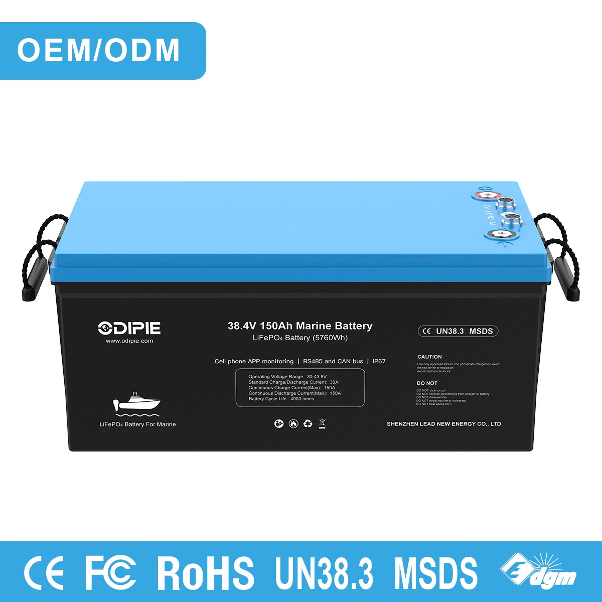 36V 150ah ليثيوم LiFePO4 بطارية بحرية IP67 مقاومة للماء مع نظام إدارة البطارية الذكي بلوتوث، تسخين في درجات الحرارة المنخفضة، متكامل مع بروتوكول فيكترون كانبوس و Nmea 2000 اتصالات