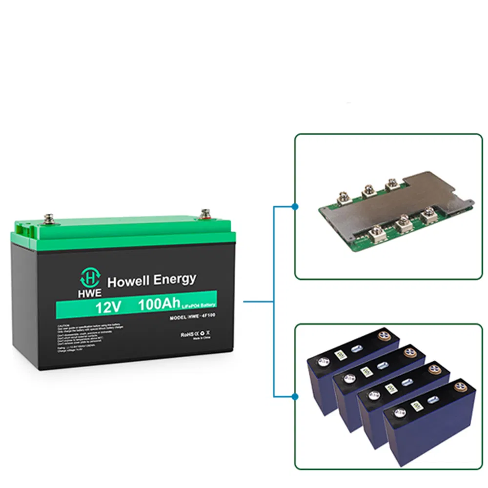 LiFePO4 ليثيوم حديد 12V فولت 100ah حزمة بطارية تخييم RV مركبة ترفيهية بطارية
