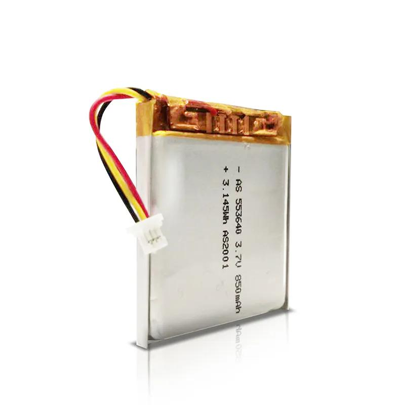 بطارية ليثيوم بوليمر قابلة لإعادة الشحن 553640 3.7V 850mAh مع UL1642/UL2054/CB (17) /CCC/Kc/Un38.3/Wercs/CE