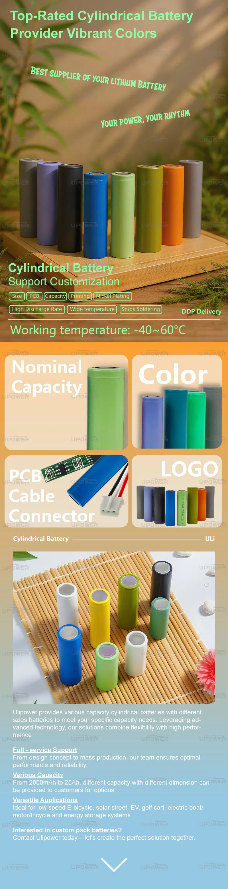 بطارية ليثيوم أيون أسطوانية LiFePO4 3.2V 15ah طاقة دورات عميقة قابلة لإعادة الشحن