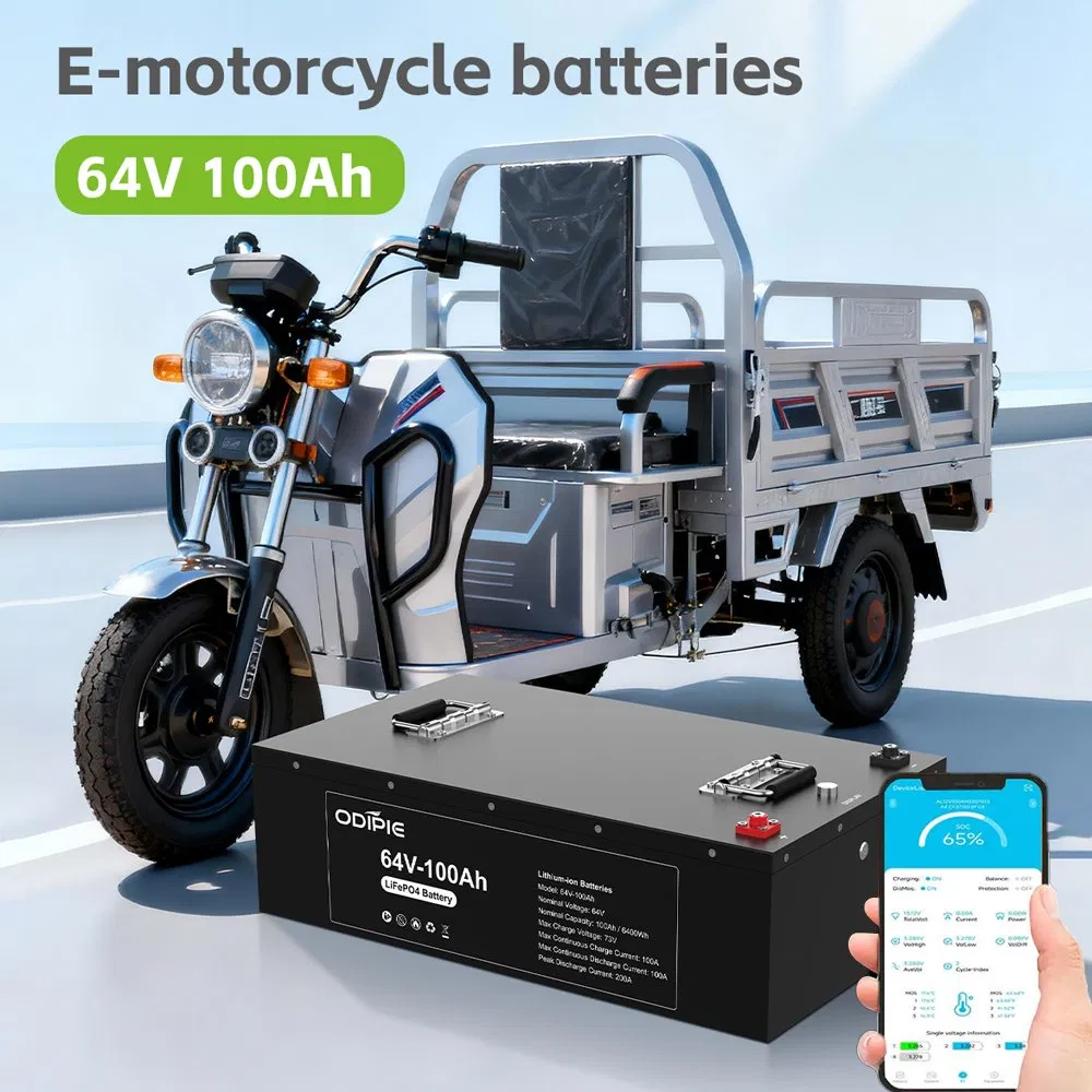 مخصص 60V 64V 72V 76.8V 30ah 100ah 125ah 150ah دورة عميقة LFP LiFePO4 بطارية دراجة نارية كهربائية ثلاثية العجلات مصنع الصين OEM ODM