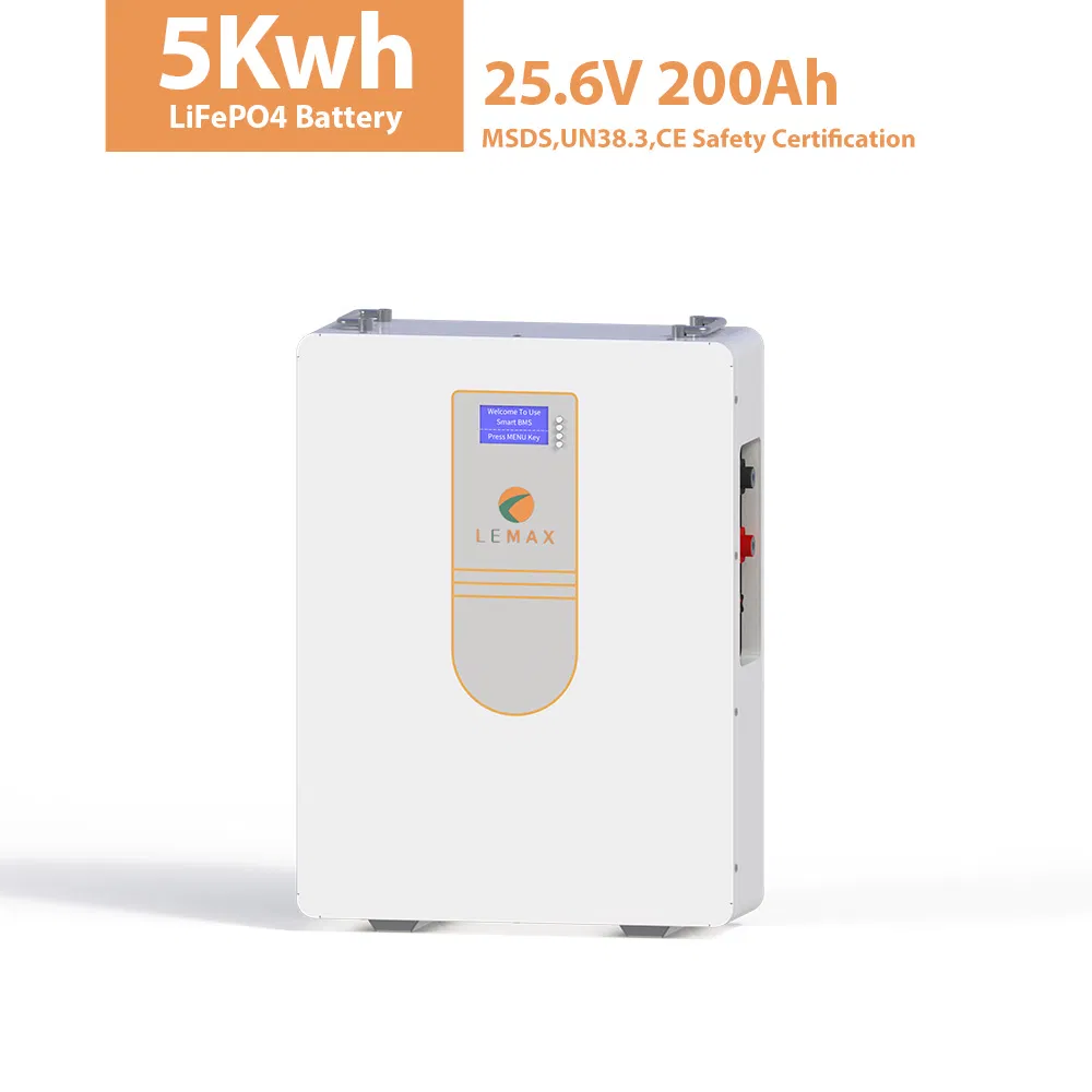 25.6V 5kwh 200ah بطارية ليثيوم مثبتة على الحائط LiFePO4 بطارية احتياطية منزلية 6000 دورات مع نظام إدارة البطارية الذكي