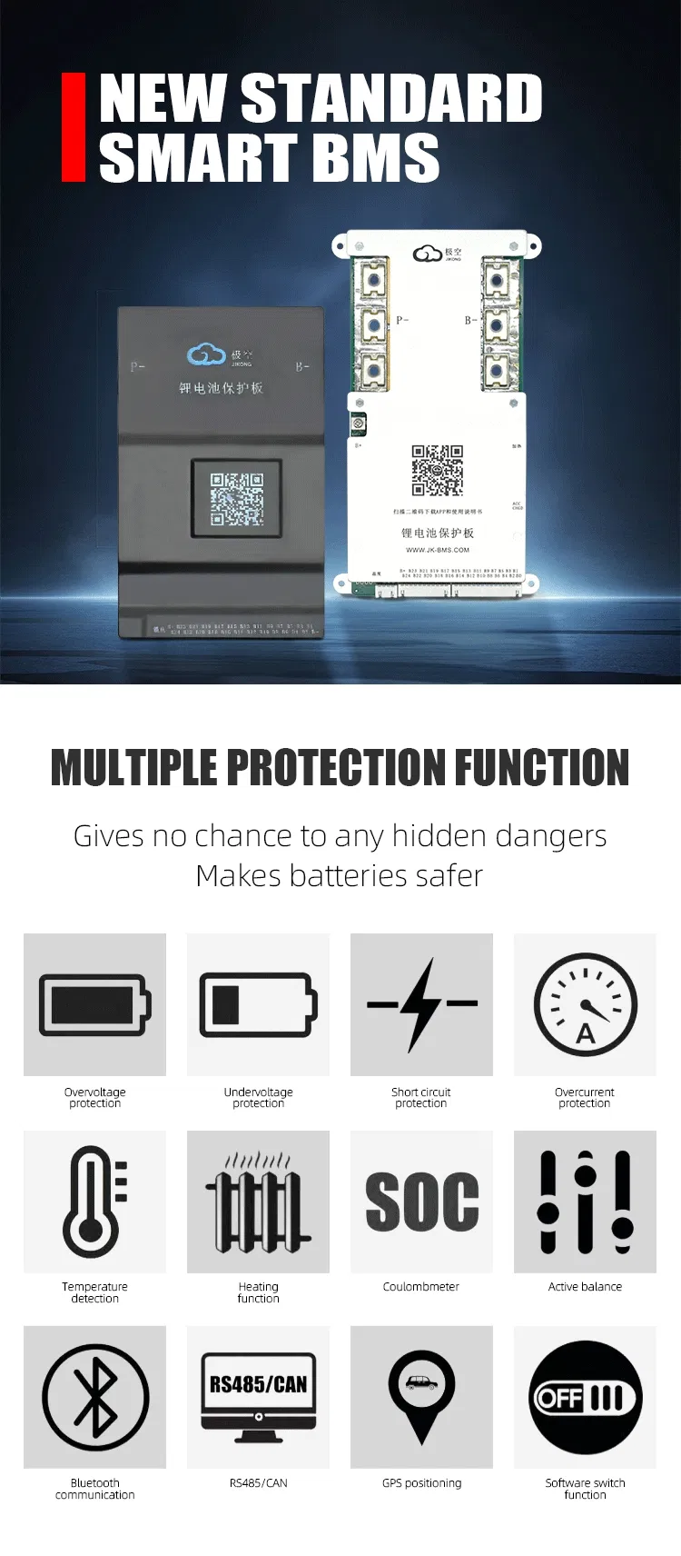 نظام إدارة بطارية الليثيوم Active Balance LFP LiFePO4 BMS