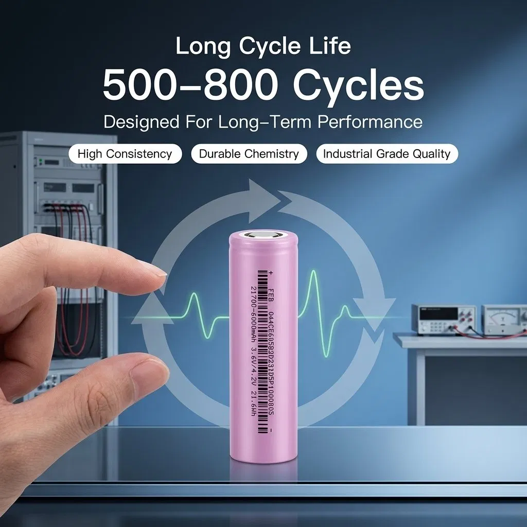 21700 6000mAh 3.6V 21.6wh بطارية ليثيوم عالية السعة ذات السطح المسطح