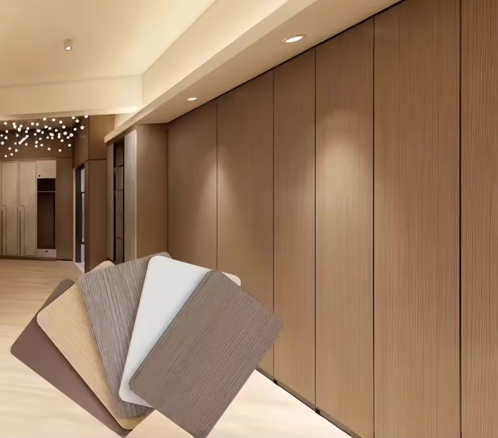 Modern Fireproof Bamboo Charcoal Wood Veneer Grain Wall Panel Carbon Crystal Plate