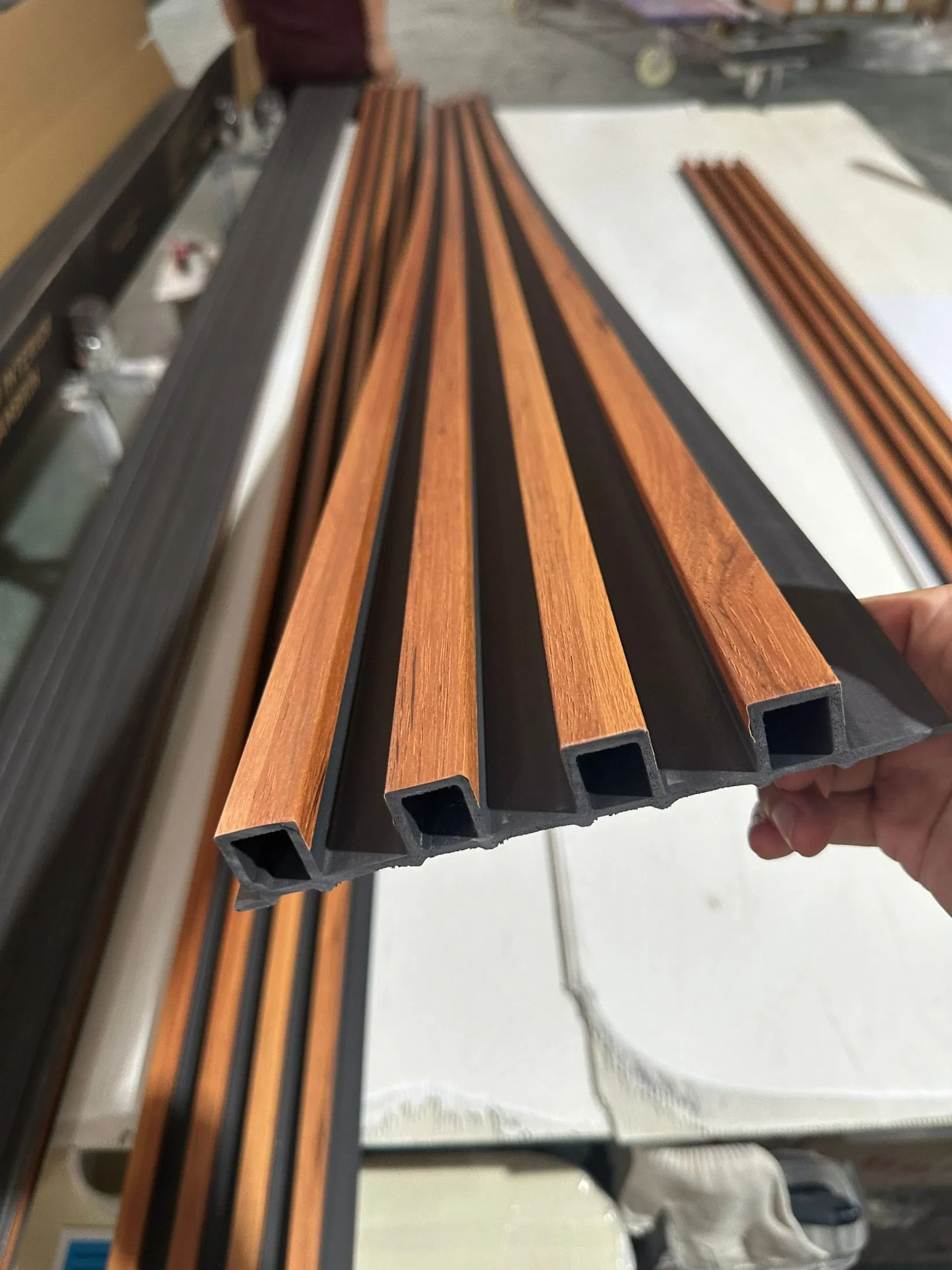 Interior Design Decoration PVC WPC Wall Panel Wooden Grain Fluted Panel Cladding