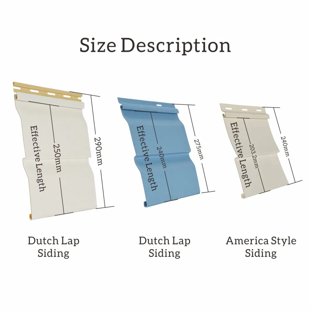 Three types of pvc siding