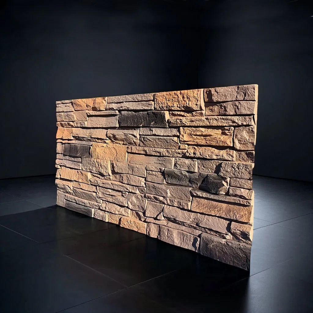 3D PU Stone Wall Panel Artificial Stone Wall Cladding for Villa Exterior Wall Cladding Artificial Stone Cladding Faux Stacked Stone Panels Outdoor Wall Cladding