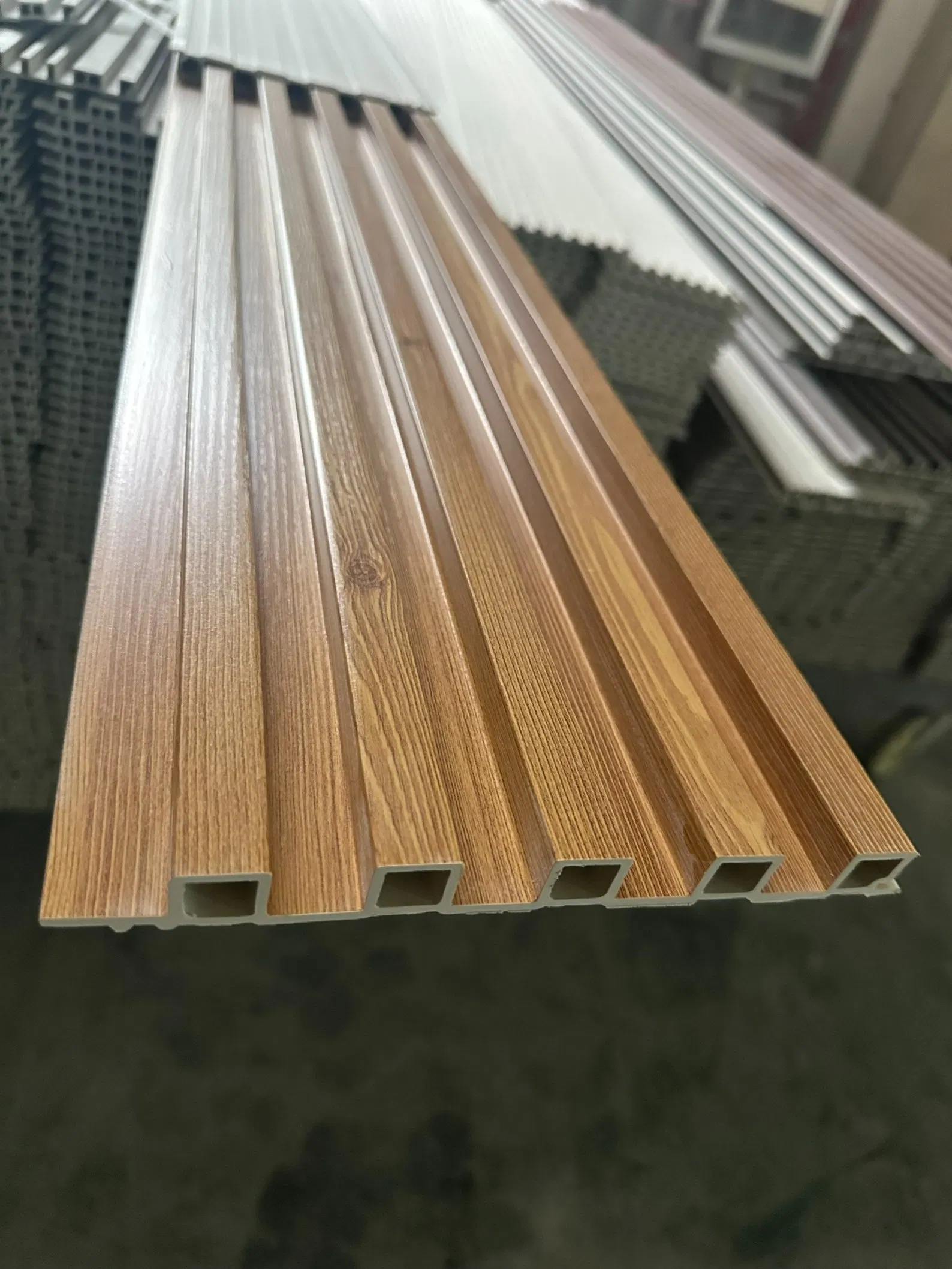 Interior Design Decoration PVC WPC Wall Panel Wooden Grain Fluted Panel Cladding