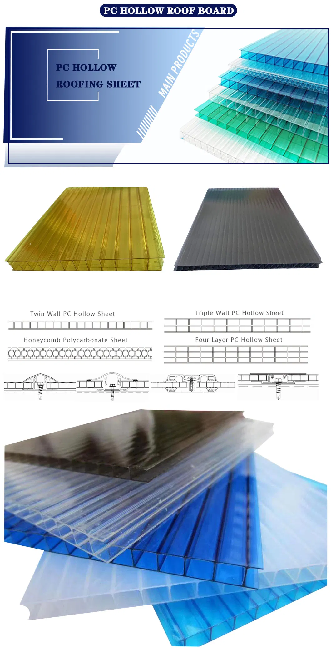 Polycarbonate Hollow Roofing