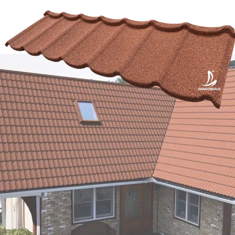 Sangobuild Tudor Design Corrugated Steel Stone Coated Metal Roofing Material