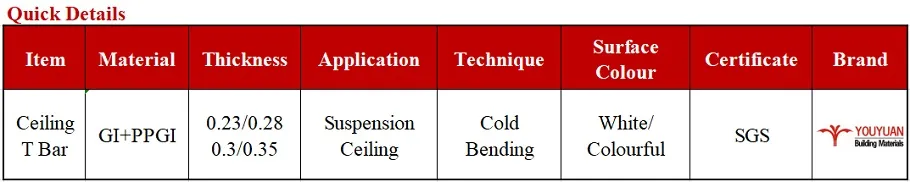 T Bar Ceiling Suspension System