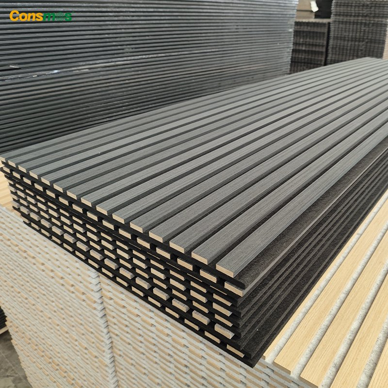 Building Natural Oak Veneer Wood Slat Acoustic Panel Sound Thermal Insulation Material