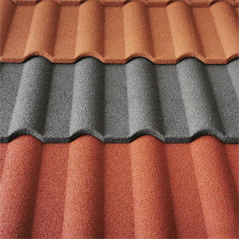 Color Stone Metal Tile Manufacturer Blue Square Slope Roof Building Materials