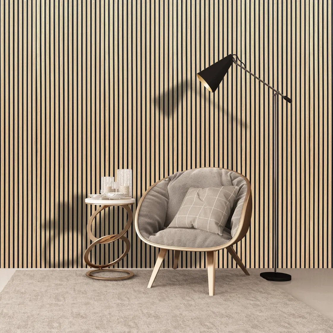 Pet Sound Absorption Slat Board Wall Acoustic Eco MDF Veneer Acoustic Panel