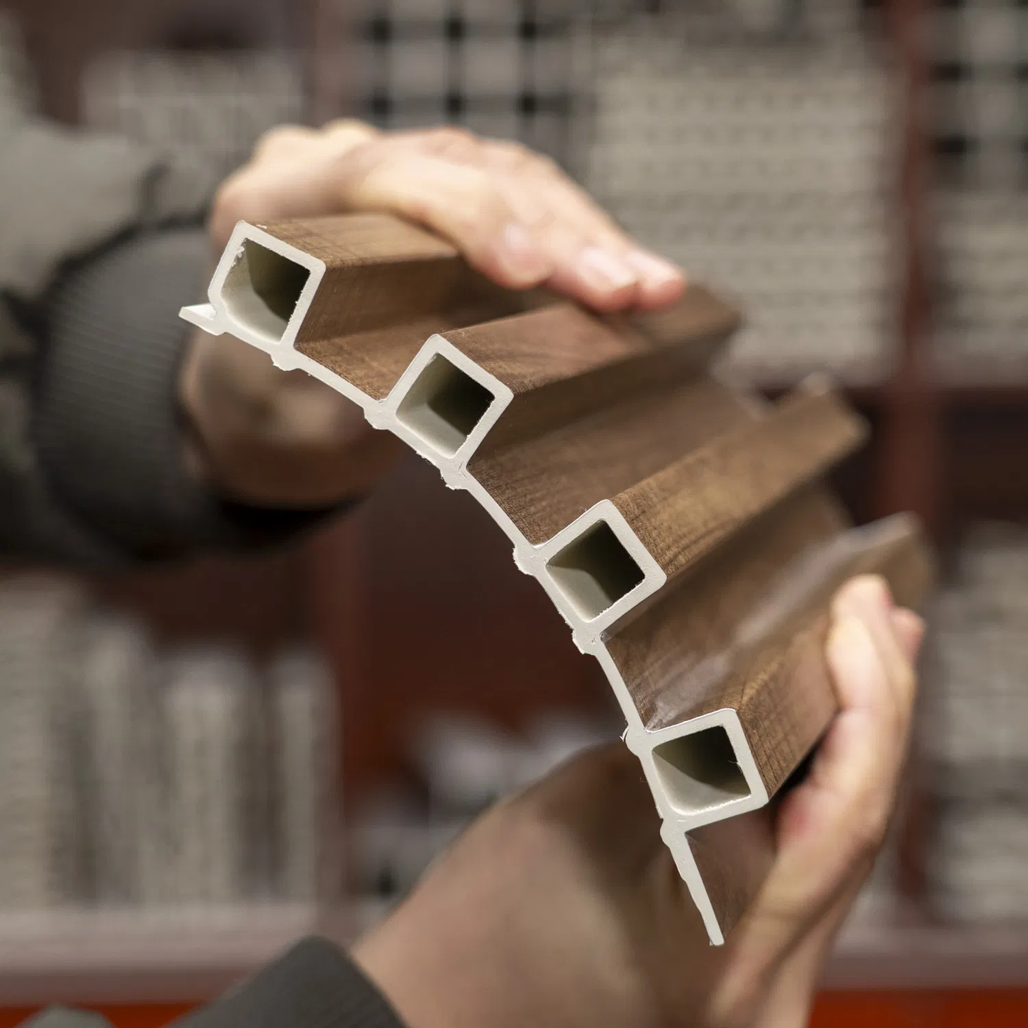 Interior Design Decoration PVC WPC Wall Panel Wooden Grain Fluted Panel Cladding