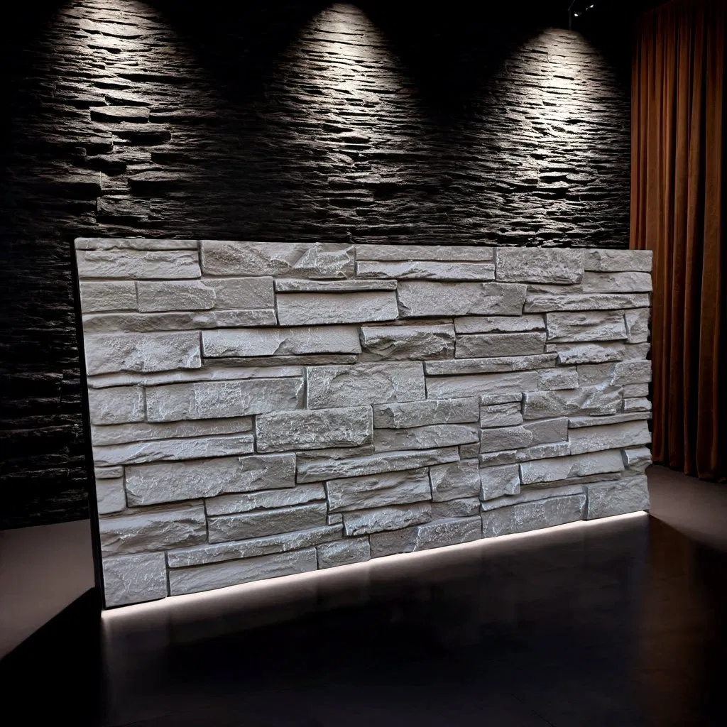 2025 New Design 3D Artifical Stone Wall Panel for Building Material &amp; Exterior Wall Decoration Material New Construction Material with PU Faux Stone Waterproof