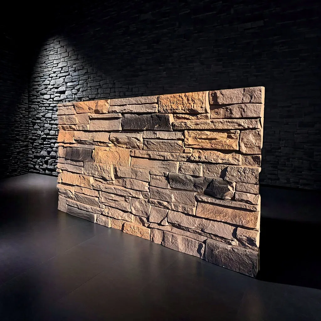 2025 New Design 3D Artifical Stone Wall Panel for Building Material &amp; Exterior Wall Decoration Material New Construction Material with PU Faux Stone Waterproof