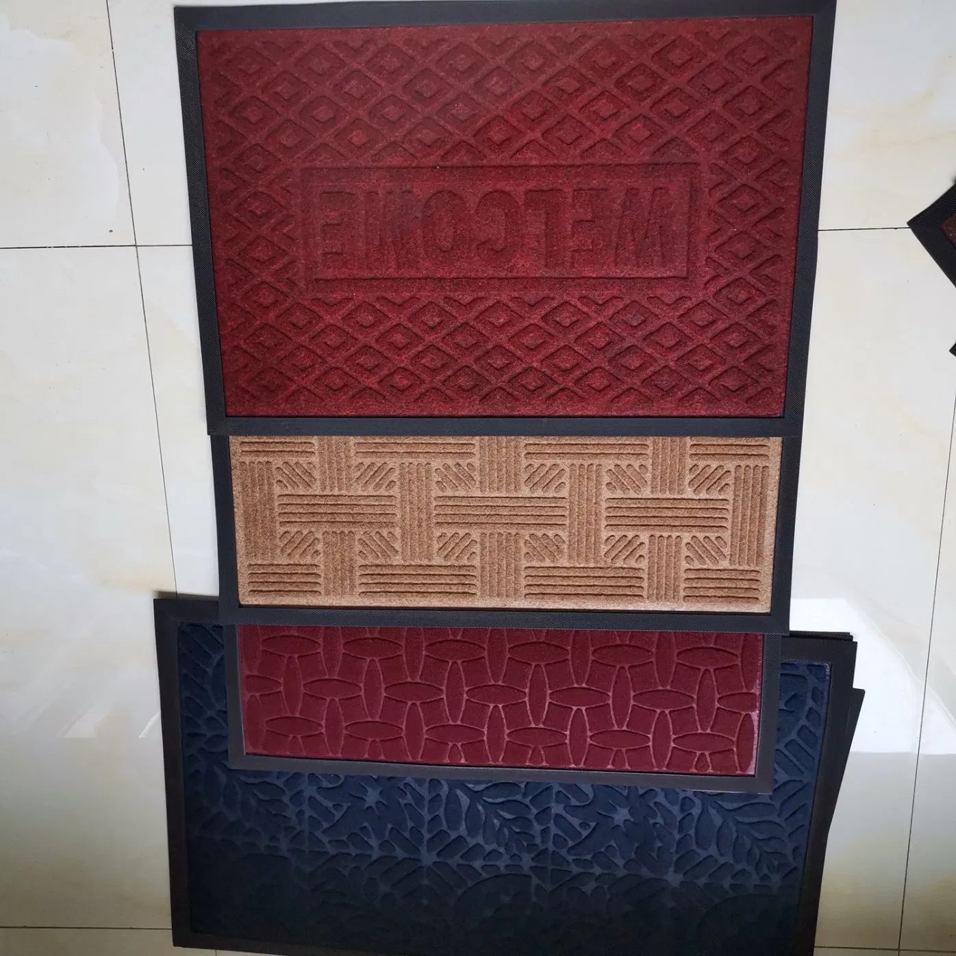 Custom Anti Fatigue Linen Fabric Non-Slip Floor Square Front Door Foot Mat Indoor Clear Kitchen Door Mat